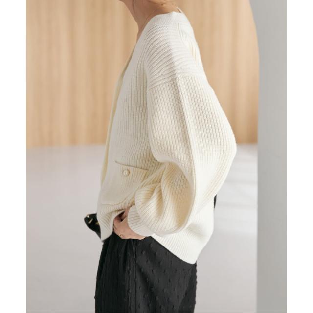 スピック＆スパン（Spick and Span）/《WEB限定》パール畦ニットカーディガン