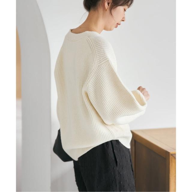 スピック＆スパン（Spick and Span）/《WEB限定》パール畦ニットカーディガン