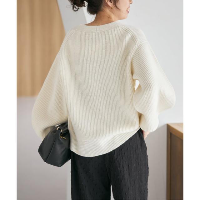 スピック＆スパン（Spick and Span）/《WEB限定》パール畦ニットカーディガン