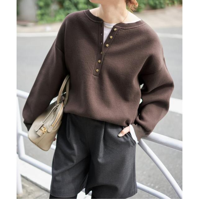 スピック＆スパン（Spick and Span）/《WEB限定カラー有り / 追加3》メタルボタンヘンリーネックニット