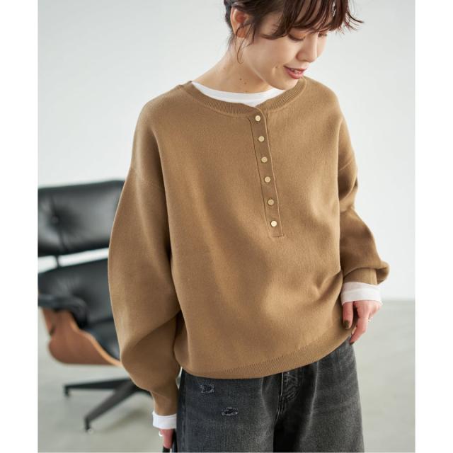 スピック＆スパン（Spick and Span）/《WEB限定カラー有り / 追加3》メタルボタンヘンリーネックニット