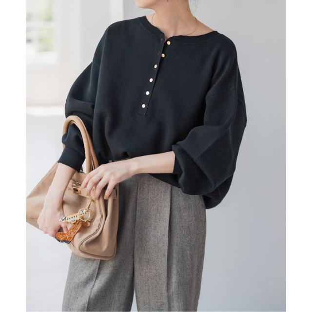 スピック＆スパン（Spick and Span）/《WEB限定カラー有り / 追加3》メタルボタンヘンリーネックニット