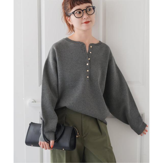 スピック＆スパン（Spick and Span）/《WEB限定カラー有り / 追加3》メタルボタンヘンリーネックニット