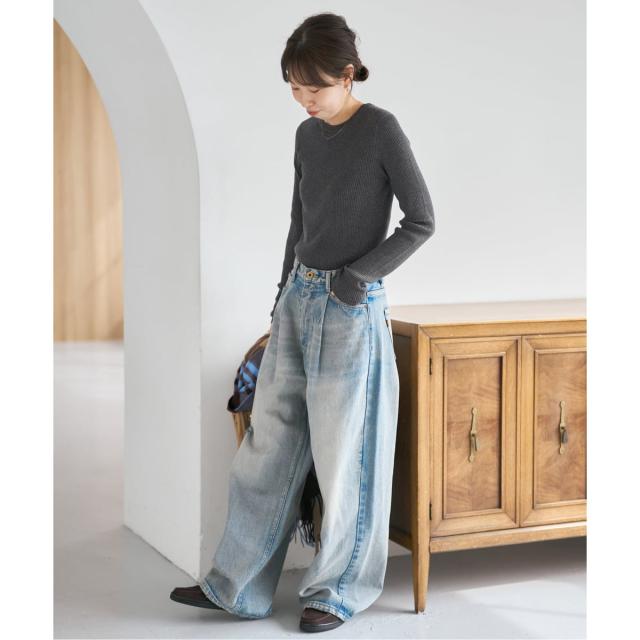 スピック＆スパン（Spick and Span）/《WEB限定 / 追加》ウォッシャブル クルーネックリブニット