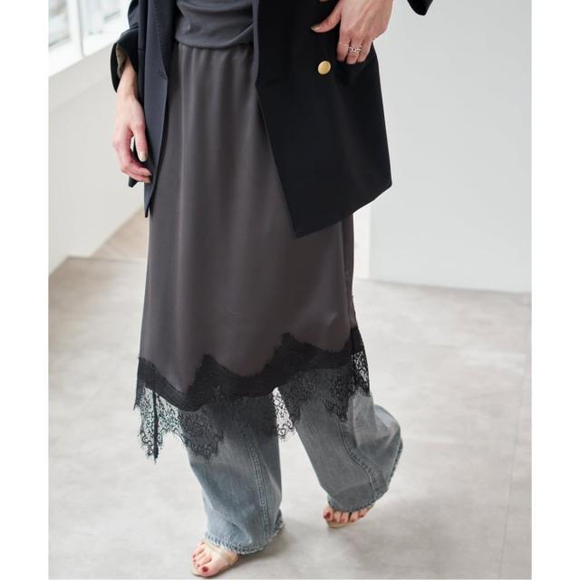 スピック＆スパン（Spick and Span）/《予約》レースサテンスカート