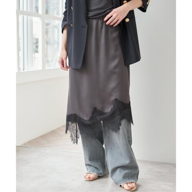 スピック＆スパン（Spick and Span）/《予約》レースサテンスカート