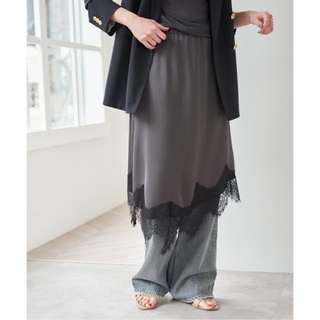 スピック＆スパン（Spick and Span）/《予約》レースサテンスカート