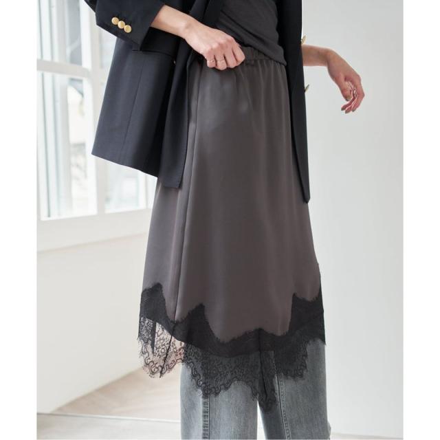 スピック＆スパン（Spick and Span）/《予約》レースサテンスカート