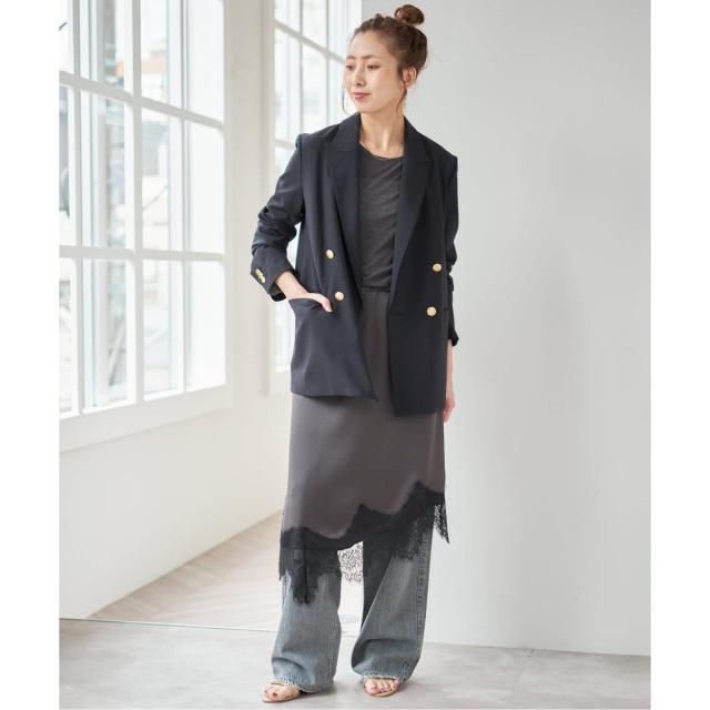 スピック＆スパン（Spick and Span）/《予約》レースサテンスカート