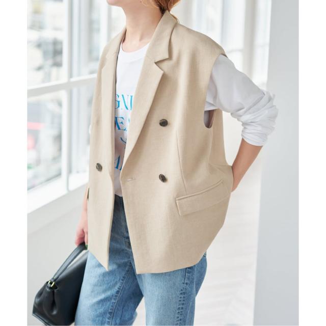 スピック＆スパン（Spick and Span）/《手洗い可》エアリーブレンドダブルブレストジレ_11