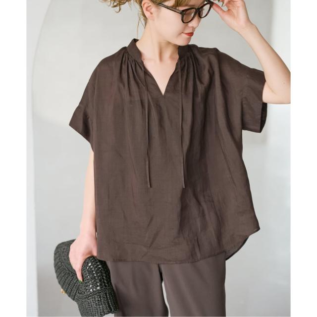 Spick & Span ラミーミックススキッパーブラウス 今季 今期 ラミー