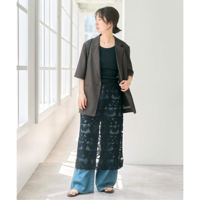 スピック＆スパン（Spick and Span）/《新色有り / 追加》コードエンブロイダリーチュールレイヤースカート