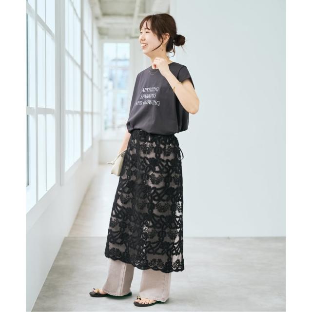 スピック＆スパン（Spick and Span）/《新色有り / 追加》コードエンブロイダリーチュールレイヤースカート