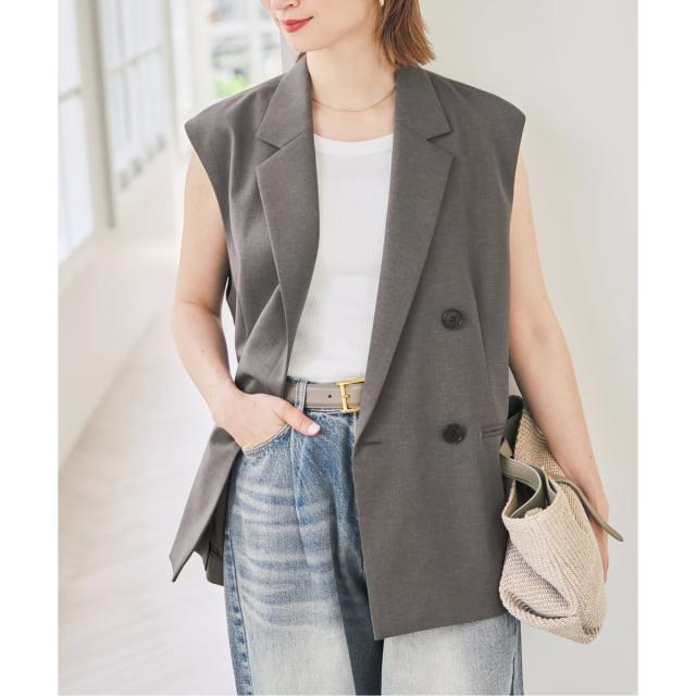 スピック＆スパン（Spick and Span）/《セットアップ可》ツイルストレッチダブルボタン ベスト