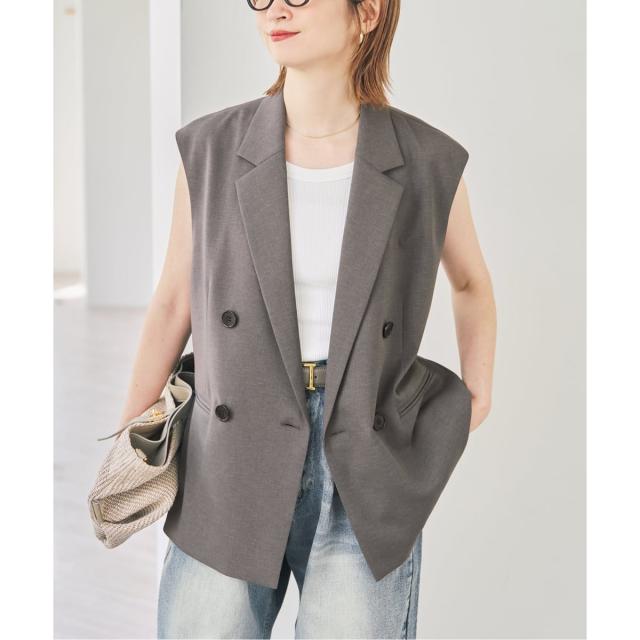 スピック＆スパン（Spick and Span）/《セットアップ可》ツイルストレッチダブルボタン ベスト_4