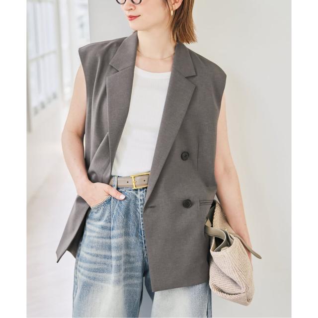 スピック＆スパン（Spick and Span）/《セットアップ可》ツイルストレッチダブルボタン ベスト_6