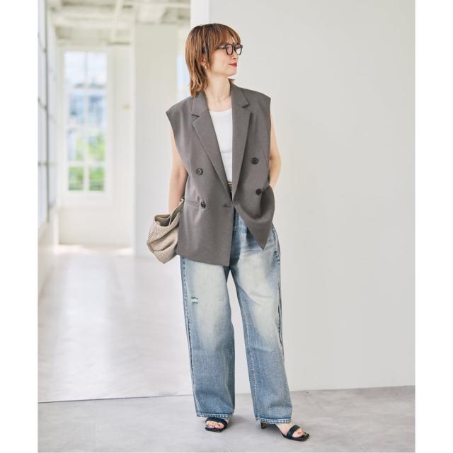 スピック＆スパン（Spick and Span）/《セットアップ可》ツイルストレッチダブルボタン ベスト_9