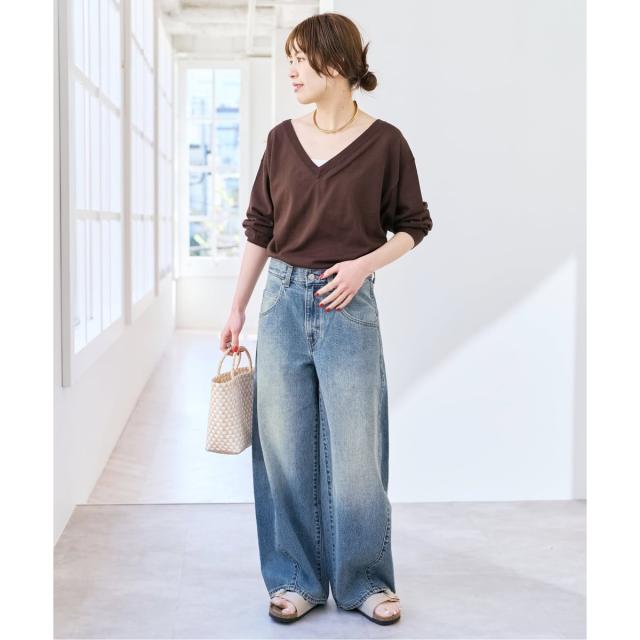スピック＆スパン（Spick and Span）/《セットアップ / 手洗い可》シルクコットンVネックプルオーバー_3