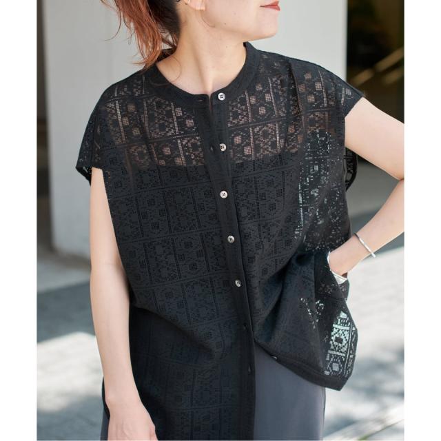 スピック＆スパン（Spick and Span）/《追加》PEレースフレンチスリーブシャツ