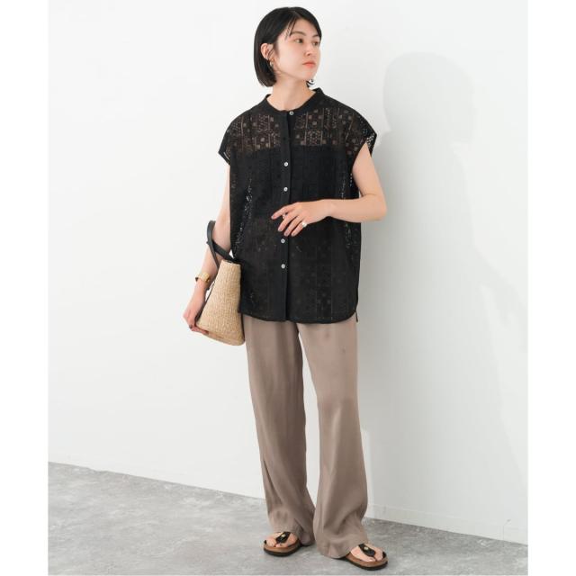 スピック＆スパン（Spick and Span）/《追加》PEレースフレンチスリーブシャツ_3
