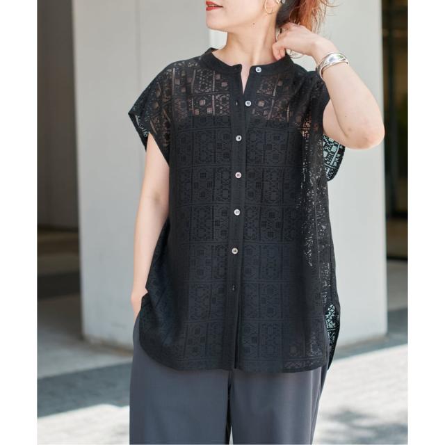 スピック＆スパン（Spick and Span）/《追加》PEレースフレンチスリーブシャツ_5