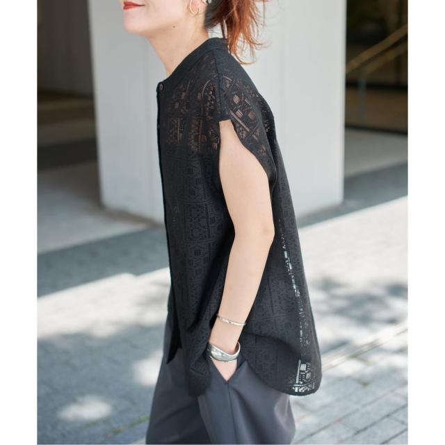 スピック＆スパン（Spick and Span）/《追加》PEレースフレンチスリーブシャツ_6