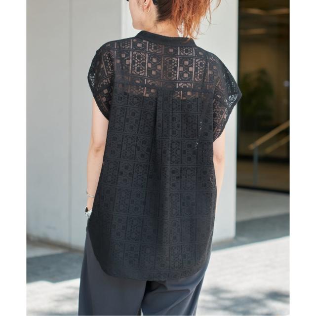 スピック＆スパン（Spick and Span）/《追加》PEレースフレンチスリーブシャツ_8