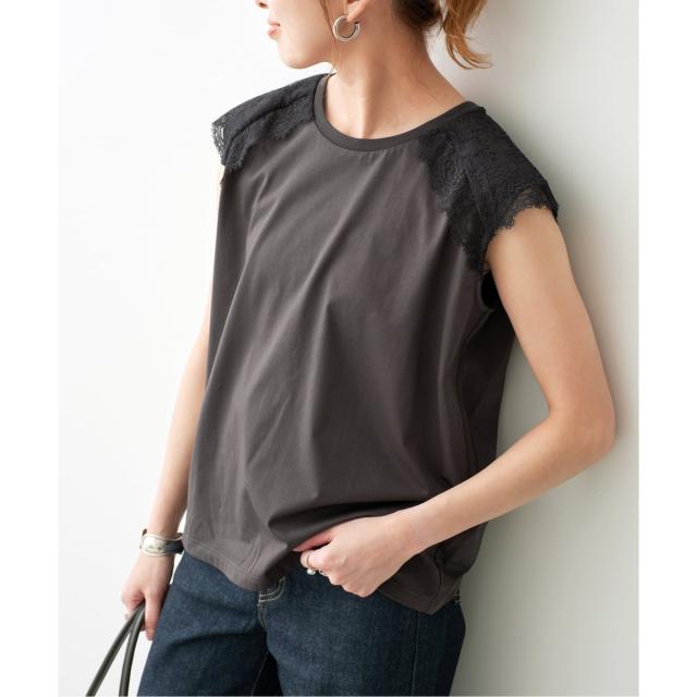 スピック＆スパン（Spick and Span）/レースコンビフレンチスリーブTシャツ 6,248円
