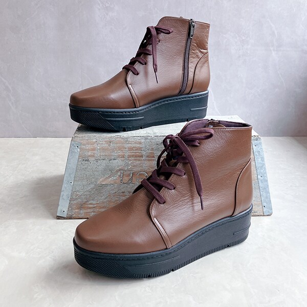 JS ハートレーベル（JS Heartlavel）/【25秋冬新作】極柔！日本製 厚底レースアップ レザーショートブーツ JS ハートレーベル（JS Heartlavel）/【25秋冬新作】極柔！日本製 厚底