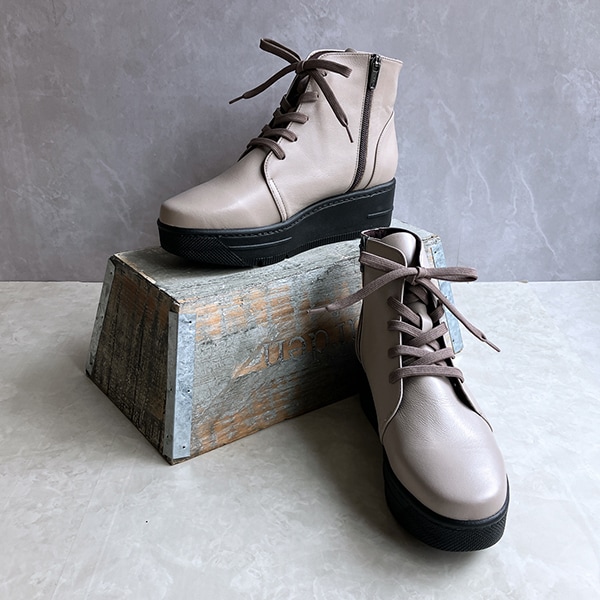 JS ハートレーベル（JS Heartlavel）/【25秋冬新作】極柔！日本製 厚底レースアップ レザーショートブーツ JS ハートレーベル（JS Heartlavel）/【25秋冬新作】極柔！日本製 厚底