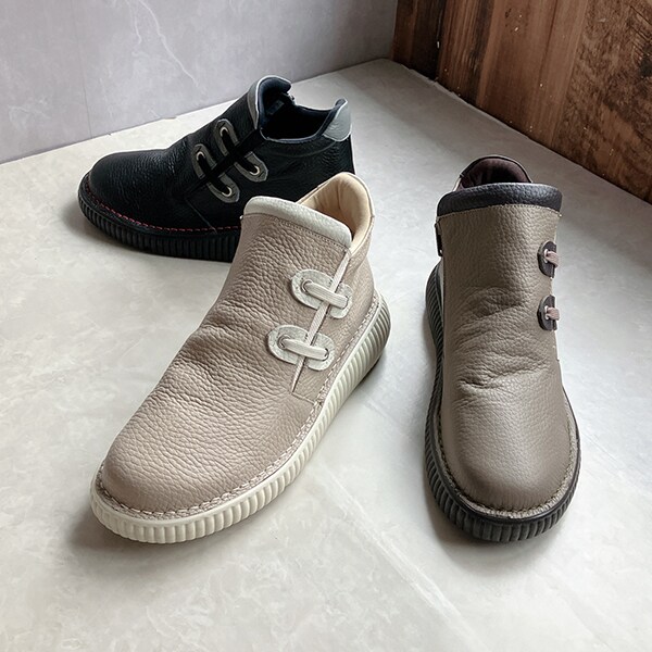 JS ハートレーベル（JS Heartlavel）/【25秋冬新作】幅広ボリュームソール配色デザインサイドゴア レザーブーツ 日本製 JS ハートレーベル（JS Heartlavel）/【25秋冬新作】幅広ボリューム