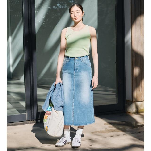 Lee×B.C STOCK 別注デニムマキシスカート　美品 リー（Lee）/【豊富なサイズ展開】Lee BABE ストレッチ/ミドル丈
