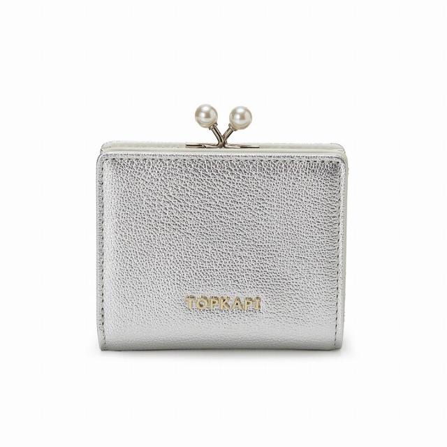 トプカピ シュリンクレザー がま口長財布 グレージュ パール口金 美品