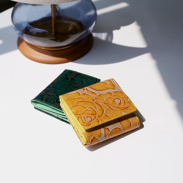 トプカピ（TOPKAPI）/【TREASURE TOPKAPI】ローズエンボス ツヤ レザー 二つ折り財布 トプカピ（TOPKAPI）/【TREASURE TOPKAPI】ローズエンボス ツヤ レザー