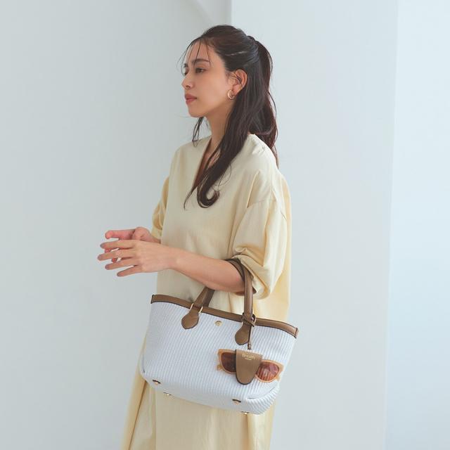 トプカピ（TOPKAPI）/【Breath TOPKAPI】サングラスホルダー付き レザーコンビ カゴトートバッグ M_1