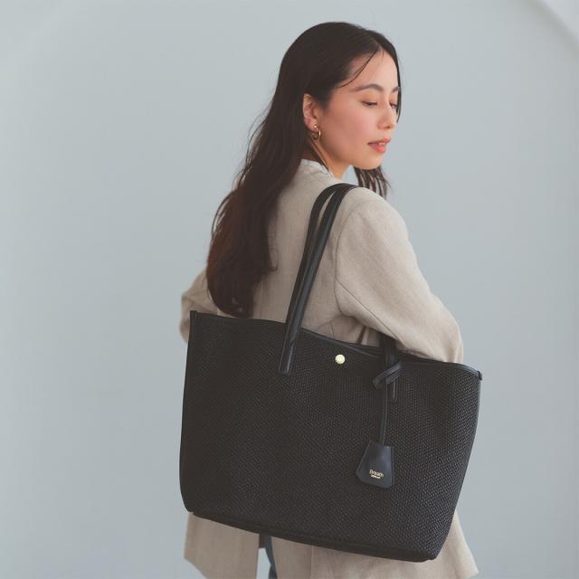 トプカピ（TOPKAPI）/【Breath TOPKAPI】レザーコンビ 雑材風 シンプル トートバッグ チャーム付　A4 軽量_3