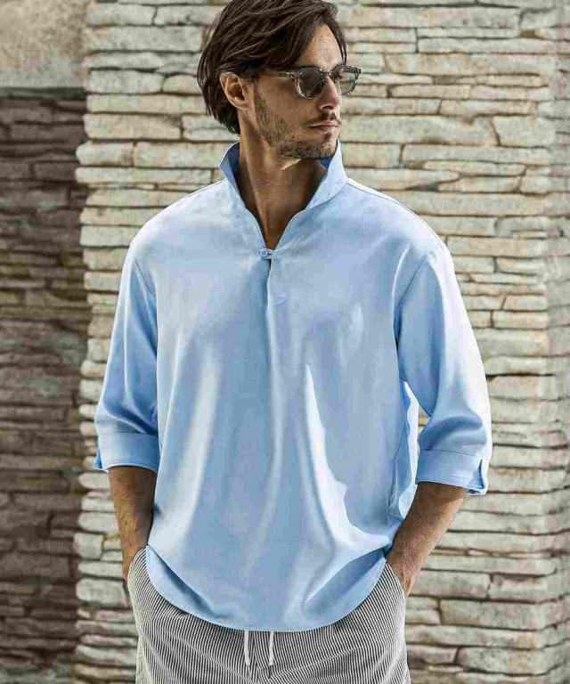 エイケイエム コンテンポラリー（AKMContemporary）/AKM Contemporary スキッパープルオーバーシャツ(防シワ / イージーケア)