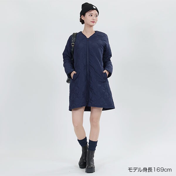 【暖かい♪】MARY QUANT デイジーキルトパデットロング ブルゾン マリークヮント（MARY QUANT）/デイジーキルトパデットロング