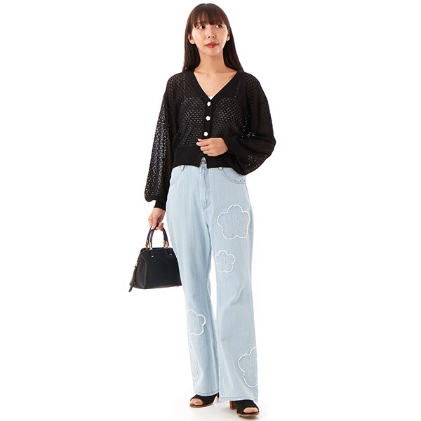 マリークワント（MARY QUANT）/透かし編みコンパクト カーディガン