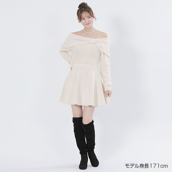 マリークワント（MARY QUANT）/オフショルリボンニット ワンピース
