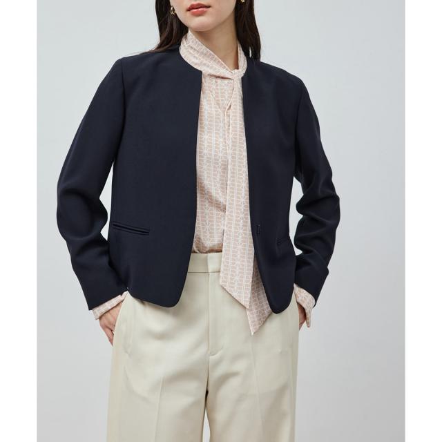 ロペ（ROPE’）/トリアセテートダブルクロス クルーネックジャケット【セレモニー/通勤対応】【洗える】