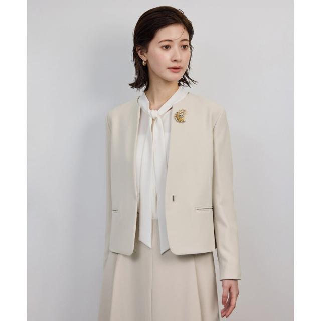 ロペ（ROPE’）/トリアセダブルクロスクルーネックジャケット/イージーケア