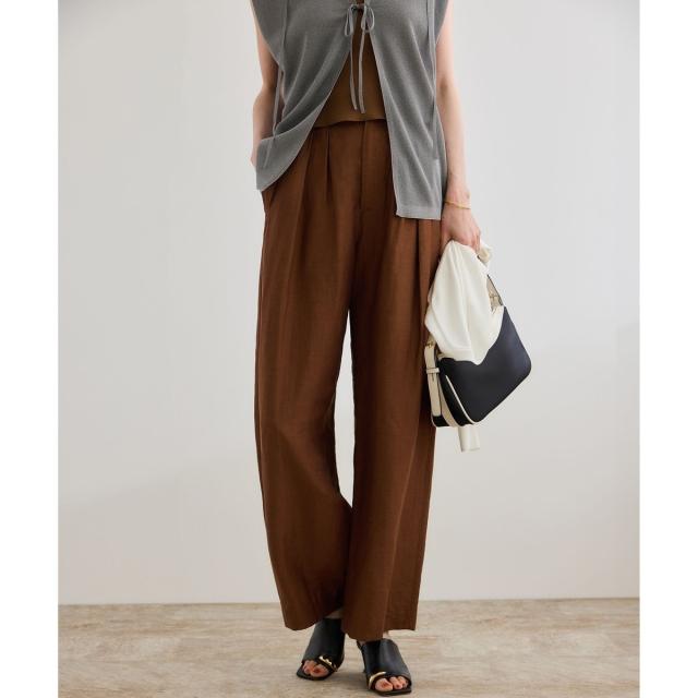 ロペ（ROPE’）/【洗える】ビスコースリネン スラブスリータックパンツ/一部セットアップ可能