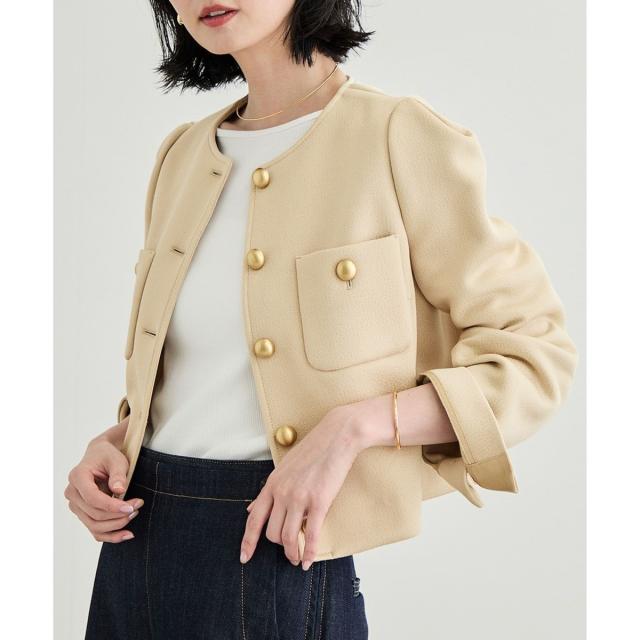ROPE' / ロペ ゴールドボタンノーカラーブルゾン