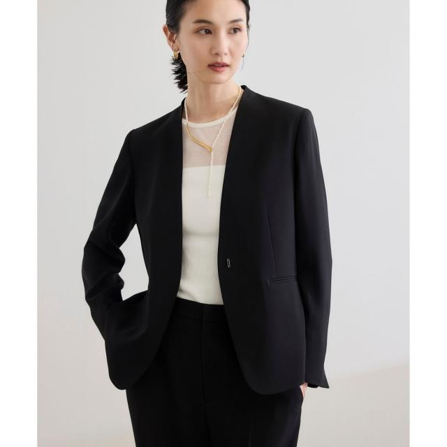 ロペ（ROPE’）/トリアセバックサテン ジャケット【オフィス/通勤/セットアップ対応】/洗える