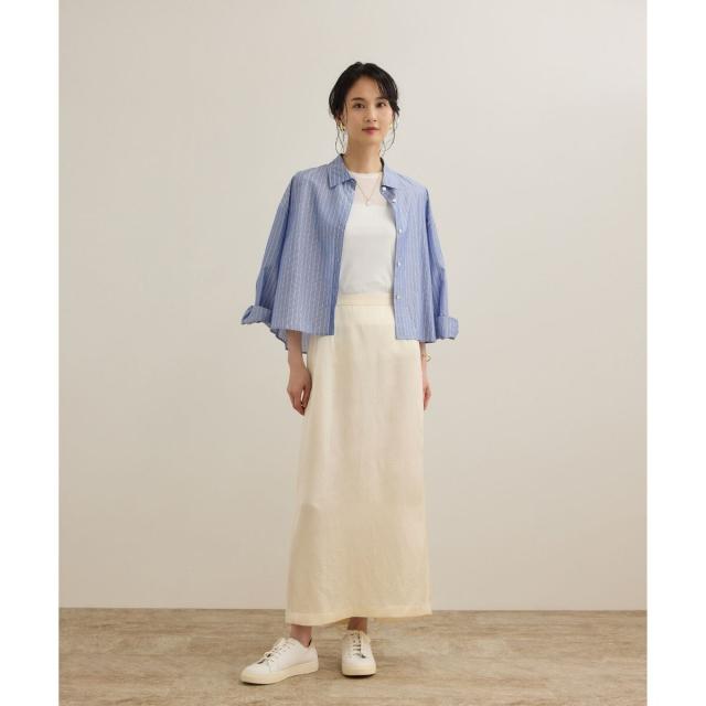 ロペ] 洗える シルク100％ 5分袖リブトップス/スキンニット ROPE' t