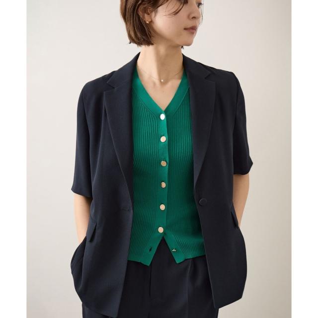 ロペ（ROPE’）/【洗える・カセット服・新色追加】トリアセバックサテン ハーフスリーブジャケット/セットアップ対応_1