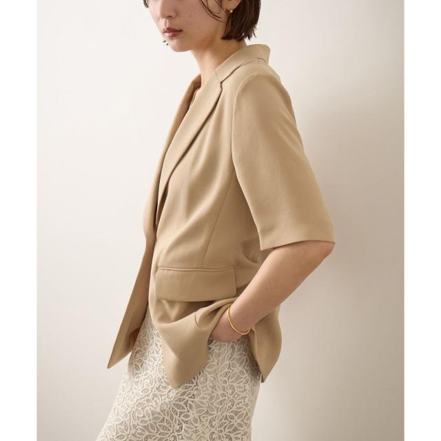 ロペ（ROPE’）/【洗える・カセット服・新色追加】トリアセバックサテン ハーフスリーブジャケット/セットアップ対応_4