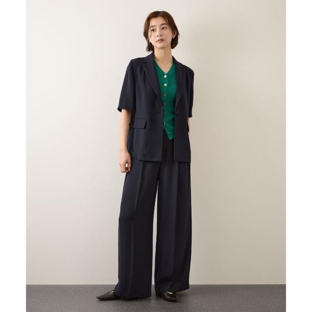 ロペ（ROPE’）/【洗える・カセット服・新色追加】トリアセバックサテン ハーフスリーブジャケット/セットアップ対応_6