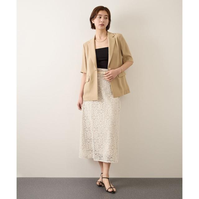 ロペ（ROPE’）/【洗える・カセット服・新色追加】トリアセバックサテン ハーフスリーブジャケット/セットアップ対応_11